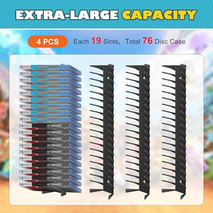 4 Pack Wall Mount DVD Storage Shelf for , CD & Video Game Case - Heavy-Duty Metal CD Rack for PS5 PS4 Xbox Switch - Floating DVD Media Storage Holder & Game Organizer for Gaming Room, Holds 76 Discs - size: 4-Pack