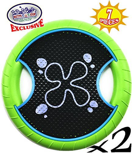Matty's Toy Stop Deluxe Trampoline Extreme Paddle Ball Set for 4 Players - Includes 4 (12") Trampoline Paddles, 3 Rubber String Balls & Storage Bag