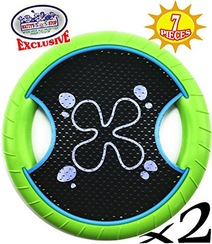 Matty's Toy Stop Deluxe Trampoline Extreme Paddle Ball Set for 4 Players - Includes 4 (12") Trampoline Paddles, 3 Rubber String Balls & Storage Bag