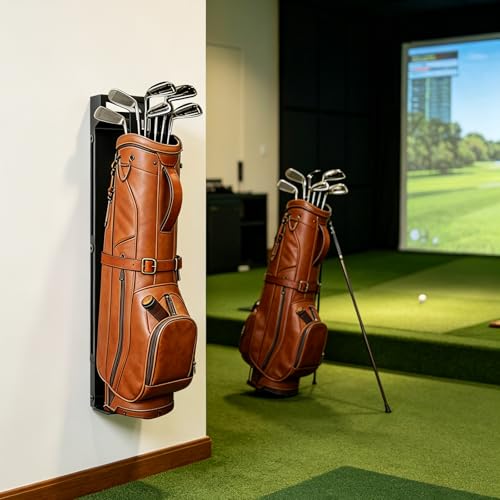 KAXIWEI Wall Mount Golf Bag Storage Stand Organizer Rack for Garage - color: Black