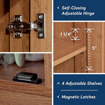 Sauder Select Storage Cabinet, Pantry Cabinet Kitchen Storage with Adjustable Shelves, Bathroom Storage Cabinet, in Highland Oak - color: Highland Oak