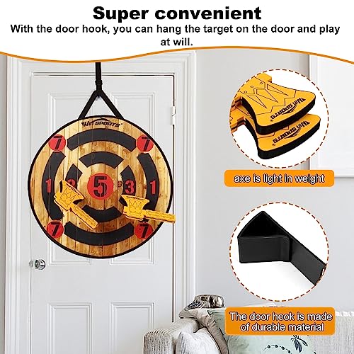WIn SPORTS Toy Foam Axe Throwing Game - Indoor Outdoor Target Game,Includes Two Foam Axes, One 26” Easy Fold Target and A Carry Bag