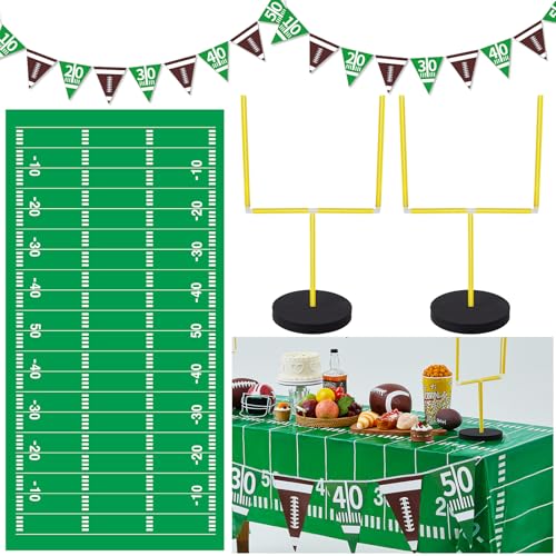 5 Pcs Football Goal Post Party Decorations Football Field Goal Post Centerpiece Sports Court Tablecloth Decor Table Decorations Pennant Banner for Birthday Party Game Day Supplies