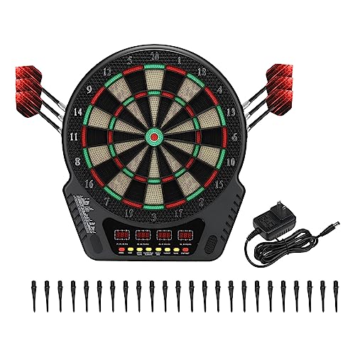 PATIKIL Electronic Dart Board, Digital Soft Tip Dartboard Set with LCD Displays, 27 Games and 243 Variants with 6Pcs Darts, 24 Tips, Support 16 Players