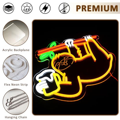 Sloth Beer Neon Sign for Wall Decor, Drinking Led Signs for Bar, USB Dimmable Cute Animal Neon Lights for Bedroom Man Cave Home Pub Party Shop Restaurant Game Room Business Wall Art - style: Sloth Beer