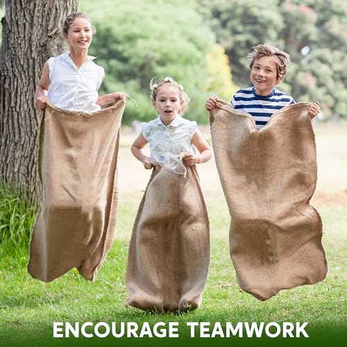 JOYIN 6 Pack Large Burlap Potato Sack Race Bags, 39" x 25" Potato Sacks Racing Bags for Kids & Adults,Outdoor Play, Family Reunion, Outdoor Picnic Party, Outside Yard Lawn Easter Games Carnival