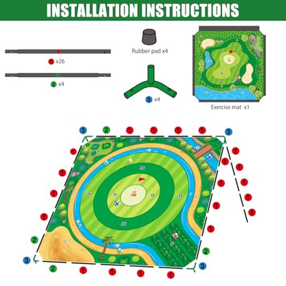 Mostop Large Golf Chipping Game, Outdoor Backyard Lawn Game for Adults Teens,70x70 Inch Chipping Mat with 20 Sticky Balls, Portable Indoor Outdoor Chipping Golf Gift for Dad, Men, Women & Family