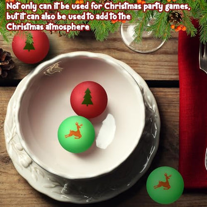 Seenelling 200 Pcs Christmas Table Tennis Balls Green Red Novelty Table Tennis for Game Christmas Party Favors Playing Decoration Props - style: Christmas Style