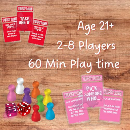 TIPSYLAND Original Edition | Official Product | Hilarious Adult Board Game | Group Game for Game Nights, Parties and More | Fun Challenges, Dares & Mini-Competitions | 3-8 Players