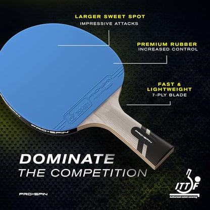 PRO-SPIN Ping Pong Paddles – ITTF Approved Professional Table Tennis Rackets with Carbon Fiber for Superior Control | 7-Ply Blade, Premium Rubber, 2.0mm Sponge - color: 2-Pack | Blue