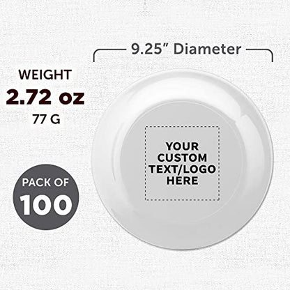 DISCOUNT PROMOS Frisbee Flying Discs in Bulk, 9.25 in. Fun Family Beach Game - color: - Custom - White, size: 100 flying discs