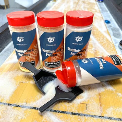 Shuffleboard Sand Wax High/Medium Speed Shuffleboard Powder Set, Shuffleboard Sand with Mini Brush Set - size: 4 Cans Meduim Speed