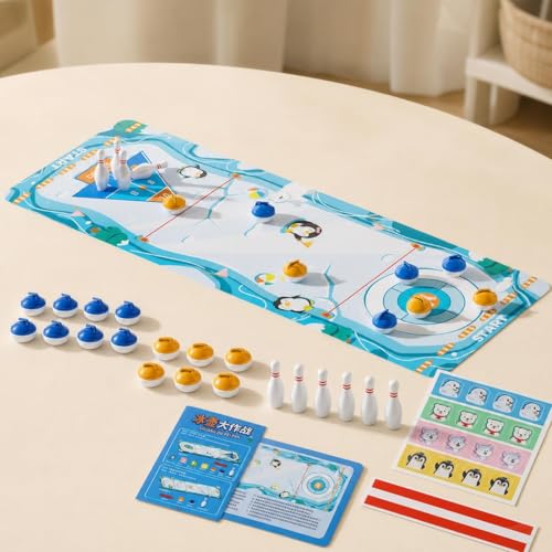Board Game, Shuffleboard Mat 80x30cm, Portable 2-in-1 Desktop Game for Kids & Adults with 8 Rolling Discs - style: 5-in-1 High-End Version