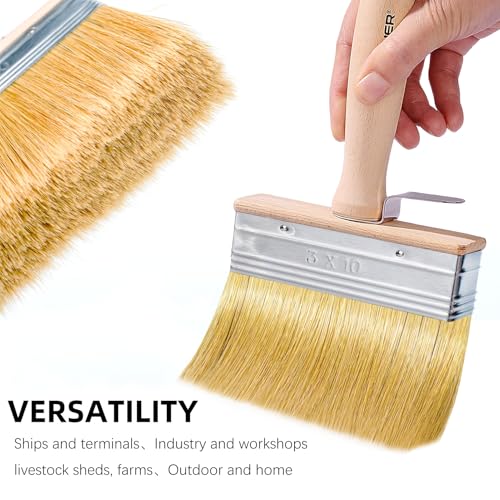 Wesquer Deck Stain Brush 2 Piece Limewash Paint Brush Deck Paint Brush Wood Stain Brushes for Staining Wood Decks Fences Furniture Siding Interior Exterior Projects