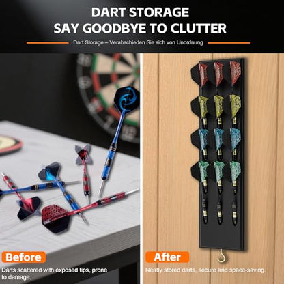 CyeeLife Darts Holder Wall Mounted Displays 12 Steel and Soft Tip Dart,Darts Caddy for wall with Metal Hook,Dart Accessory