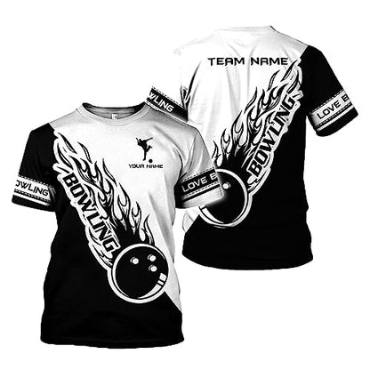 Rivelus Personalized Name Bowling Shirts for Men and Women 3D, Bowling Shirts for Team Bowling, Bowling Shirts Gift - color: Blm23