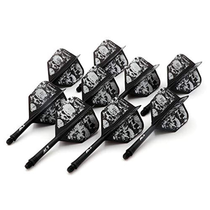 CUESOUL 3 Sets Integrated Dart Shaft and Flights,Dart Shaft Length 21mm/28mm/33mm - color: Shaft Length 21mm+28mm+33mm-Big Wing Shape-White Skull