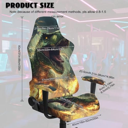 4Pcs Office Chair Seat Cover Stretchable Crazy Dinosaur Gaming Chair Covers Slipcovers Universal Stretchable High Back Rotating Desk Armchair Slipcovers Protector, One Size - color: Crazy Dinosaur