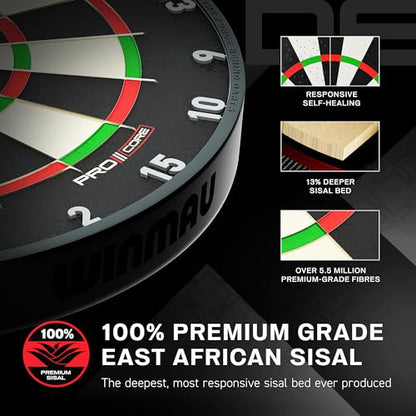 WINMAU Professional Bristle Dartboard - PDC Tournament Board with Official Tournament Specifications - Available in Blade 6 Single, Dual, Triple Core & Blade X Generations