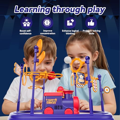 Train Toy & Car Race Track Board Game for Kids – Floating Ball Challenge with Lights & Sounds STEM Toy, Enhances Focus & Coordination, Gift for Boys Girls Ages 4 5 6 7 8