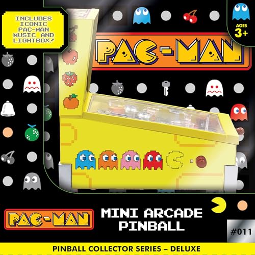 Pac-Man: Mini Arcade Pinball - Deluxe Collector Series, Lights & Sounds, Classic Tabletop Game, Skill Shot Challenges, Licensed Toy, Adults & Kids 3+