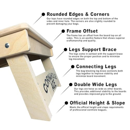 CornholeAce Custom Professional Cornhole Board Set - No Bounce! Made of 3/4 inch Baltic Birch Plywood, Includes Handles, Made in USA, Tournament Style, ACE Pro Series