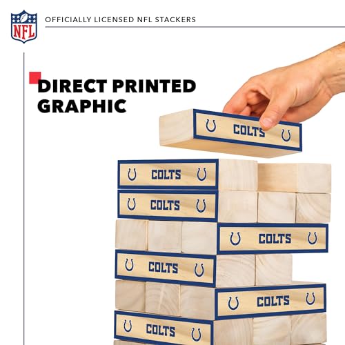 Wild Sports NFL Giant Stacking Wooden Blocks – Tumbling Tower Classic Family Game Stacks – Great Gift for Any Football Fan! - color: Indianapolis Colts