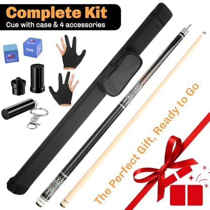 Professional Pool Cue Stick with Hard Case, 58" Canadian Maple Billiard Cue & 12.5mm Multi-Layer Rainbow Tip, Pool Cue Set with 3 Accessories, 19/20/21oz Billiard Stick (Selectable) - size: 19oz, style: Style 1