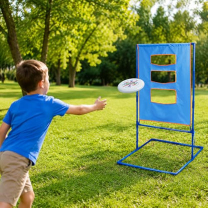 Disc Toss Game, Outdoor for Beach Adults, Portable Metal Frame for Tailgate Family Entertainment - style: 6 soft frisbees (6.4CM) + targ