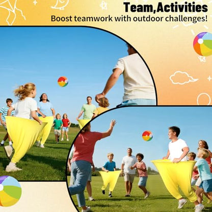 7 Pcs Granny Pants Yard Game Set – Large & Small Pants with 4 Bouncy Balls and 1 Air Pump,Fun Parent-Child Outdoor Game for Family Reunion, Group Parties & Backyard Activities - color: Yellow