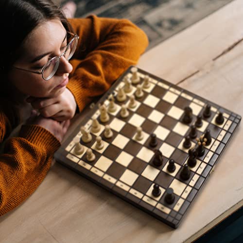 Husaria European International Chess Wooden Game Set, King's Classic - 13.8 Inches Medium Size Chess Set with Handcrafted Chessmen and Felted Folding Board - size: 13.8 Inch Classic