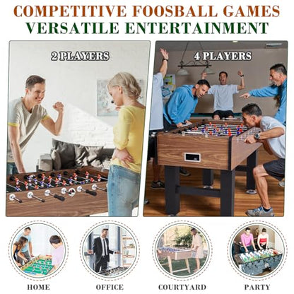 58 Inch Large Size Foosball Table Adult Size, Full Size Soccer Game Table w/2 Balls, Leg Levelers & Heavy-Duty Legs, Durable Arcade Football Table for Game Room, Home, Office, Party (Brown)