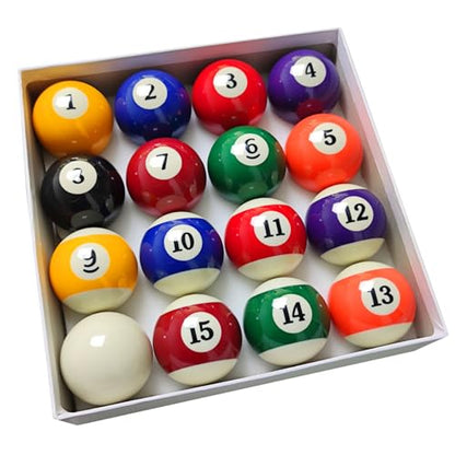 2-1/4" Pool Balls Billiard Set - 16 Resin Balls, Regulation Size & Weight, Complete Pool Table Balls Set for Replacement, Pool Table Accessories & Billiards Pool Accessories