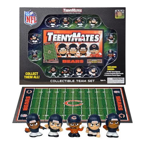 Party Animal TeenyMates NFL Action Figures Gift Set, with 11 Player Figures, Coach & Collectible Field Puzzle, NFL Football Toys for Kids & Fans