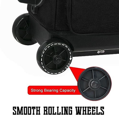 WOLT Double Roller 2 Ball Bowling Bag with Separate Shoe Compartment, Large Capacity Bowling Ball Bag with Accessory Pocket, Retractable Handle Extends to 40" - color: Black