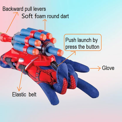 2 Sets Spider Gloves Man Web Shooters Dart Board Toys Sticky Balls for Kids, Hero Cosplay Kids Launcher Toys Set for Birthday Party Christmas Halloween