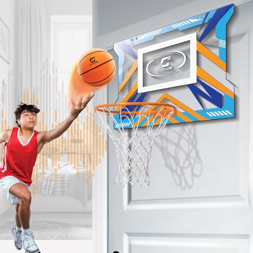 Cipton Silent Mini Basketball Hoop Set – Indoor Over-the-Door Hoop with Noise-Reducing Acrylic Backboard & Soft Mini Basketball, for Home Dorm and Office