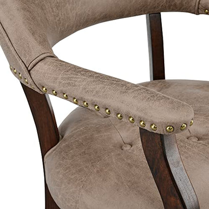 Set of 4 Dining Chair with Casters, Accent Captains Chairs with Wheels & Arms,Wheeled Roller Wood Chairs for Kitchen & Game Poker Table,Espresso&Light Wheat 318LT(NO Table!) - color: Espresso&light Wheat