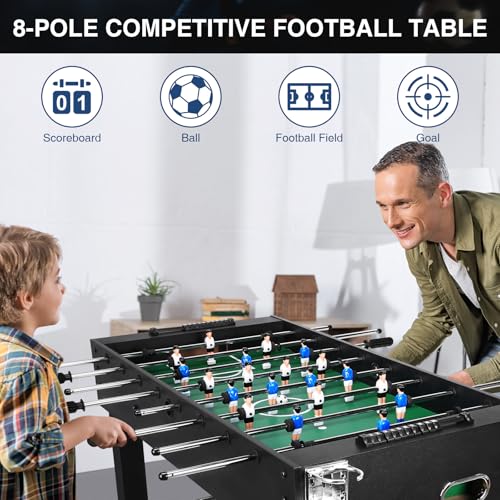 Generic Large Foosball Table 47Inch Full Size Soccer Game Table for Adults Multifunction Heavy Duty Soccer Gaming Desk Football Arcade for Friends and Family Playing