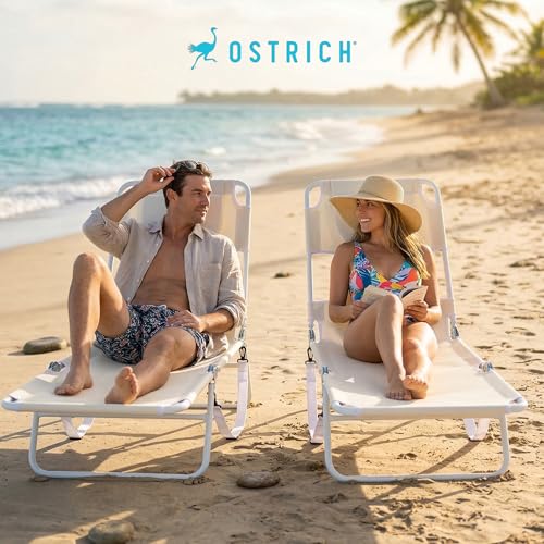 Ostrich 72 by 22 Inch Versatile Chaise Lounge Portable Reclining Lounger, Outdoor Patio, Beach, Lawn, Camping, or Pool Tanning Chair, White - color: White, style: Standard Chaise