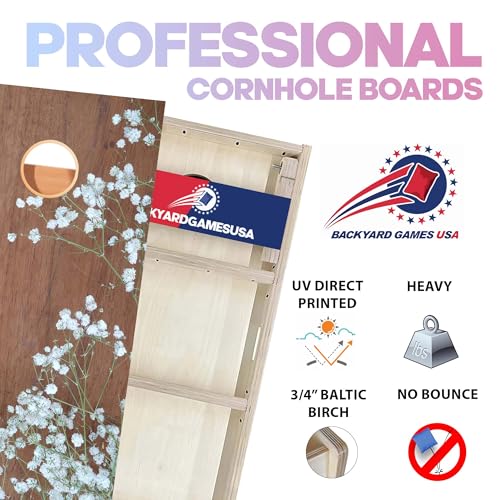 Wood Grain Series - Premium Cornhole Boards w Cupholders and a Handle - Includes 2 Regulation 4' x 2' Cornhole Boards w Premium Birch Plywood and 8 Cornhole Bags - style: 1183