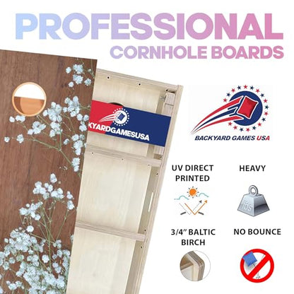Wood Grain Series - Premium Cornhole Boards w Cupholders and a Handle - Includes 2 Regulation 4' x 2' Cornhole Boards w Premium Birch Plywood and 8 Cornhole Bags - style: 1183