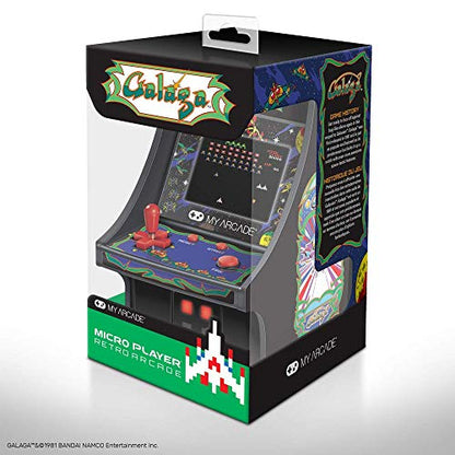 My Arcade Micro Player Mini Arcade Machine: Galaga Video Game, Fully Playable, 6.75 Inch Collectible, Color Display, Speaker, Volume Buttons, Headphone Jack - Electronic Games - style: Galaga