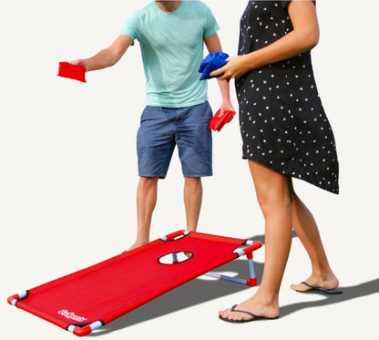 GoSports Portable Cornhole Set with Carry Case - Outdoor Lawn Bean Bag Toss Game for Adults and Family - Beach, Camping, Yard Games & More - style: XL Red & Blue
