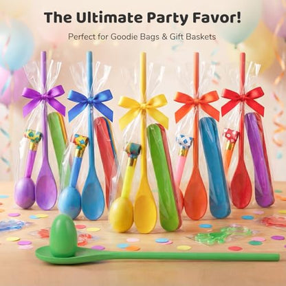 LovesTown 12 PCS Egg Spoon Race Game Sets, Wooden Balance Relay Games for Kids Carnival Birthday Party Outdoor Spring Group Obstacle Course Game Field Day Party Favors - size: Medium
