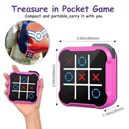 Tic Tac Toe, 4 in 1 Handheld Educational Game Machine, Electronic Tic Tac Toe Game for Education and Memory Growth, Home, Toy Board Game for Kids and Adults (Purple) - color: Purple