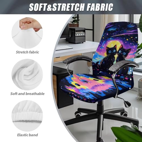 Cat Office Chair Cover, Water Resistant Computer Desk Chair Cover High Back Universal Executive Boss Chairs Covers Washable Desk Rotating Chairs Slipcovers - color: Cat 3, size: Small