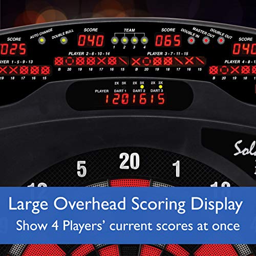 Viper Solar Blast Electronic Dartboard, 15.5 in Regulation Target, 43 Games, 16 Players, LED Scoreboard, 6 Darts Included, Black