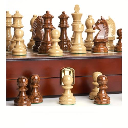 20" Extra Large Folding Chess Set - Walnut Wood Board & Weighted PVC Pieces - Portable Tournament Game for Adults, Travel, Gifts (Perfect for Beginners & Adults)