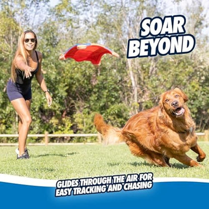 Chuckit! Flying Squirrel Fetch Dog Toy - Water Floating Flyer - Soft and Durable Polyester Canvas Construction - For Medium Dogs - Size Medium - 9.5-inch Diameter - Pack of 1 - Orange and Blue - size: Medium